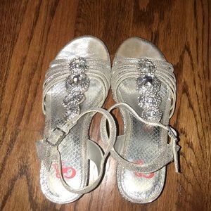 Girls silver wedges